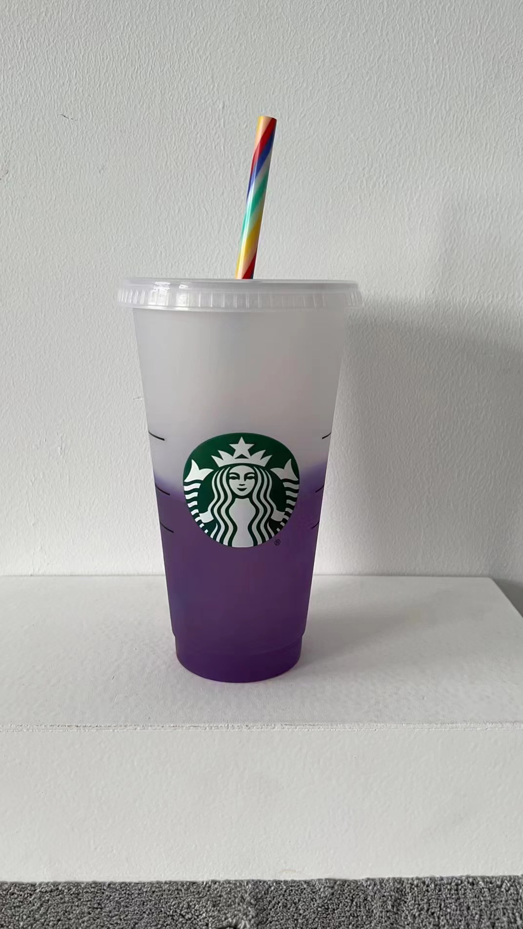 Mermaid Goddess 24oz 710ml Plastic gs Tumbler Reusable Clear Drinking Flat Bottom Pillar Shape Lid Straw Cup Free shipping