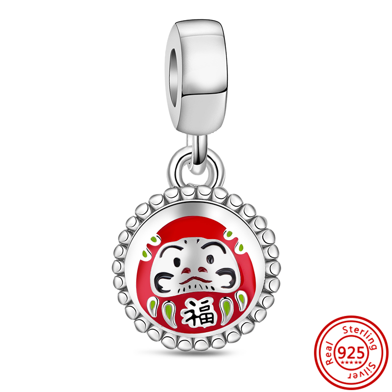 S925 Silver Charm bead fit Charms Bracelet Double Dangle Charm Beads Bracelets Pave Sparkg Heart charmes ciondoli DIY Fine Beads Jewelry