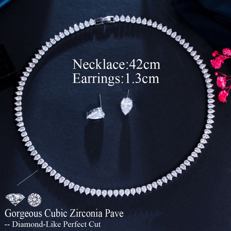 Other Jewelry Sets CWWZircons Gorgeous Cubic Zirconia White Gold Color Round Wedding Bridal Necklace Earrings Party Set for Brides T567 220831