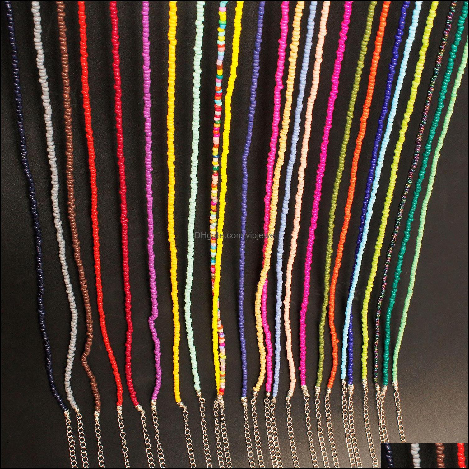 Chokers 12Pcs Boho Glass Seed Beads Choker Necklace Colorf Beaded Rainbown Beach Bead Necklaces For Women Drop Delivery 2021 Jewelry Dhalh