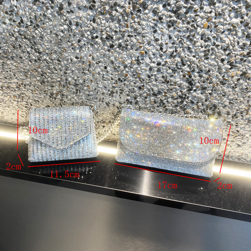 Evening Bags Clutch Handle silver Shiny Crystal Wedding Purses and Handbag Shoulder mini bag 220831