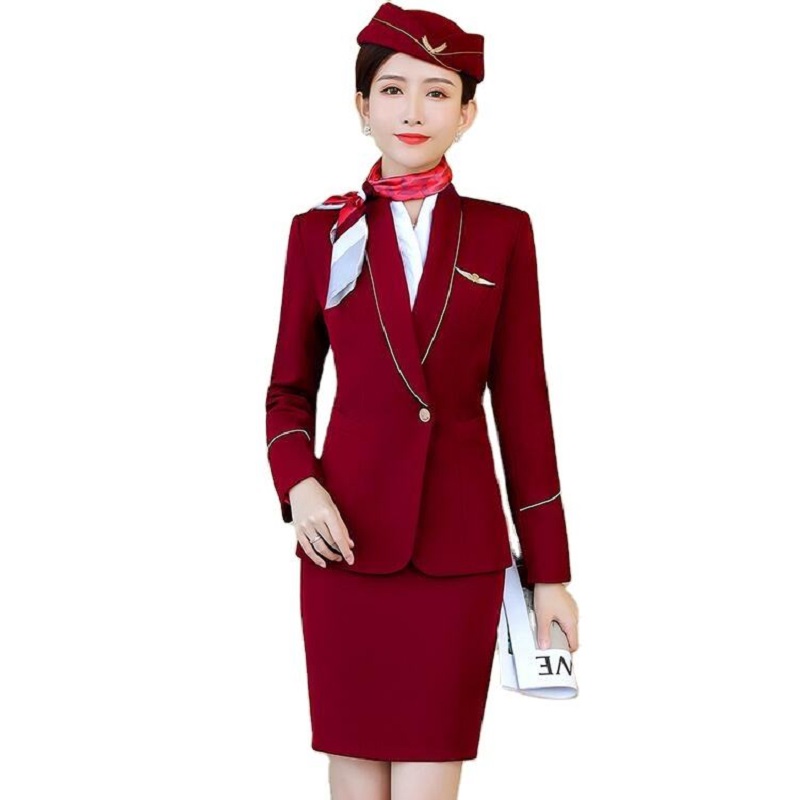 Women's Two Piece Pants Airport Hotel Front Desk Work Clothes Beautician High-Speed Rail Occupation Clothing China Southern Airlines Stewardess U