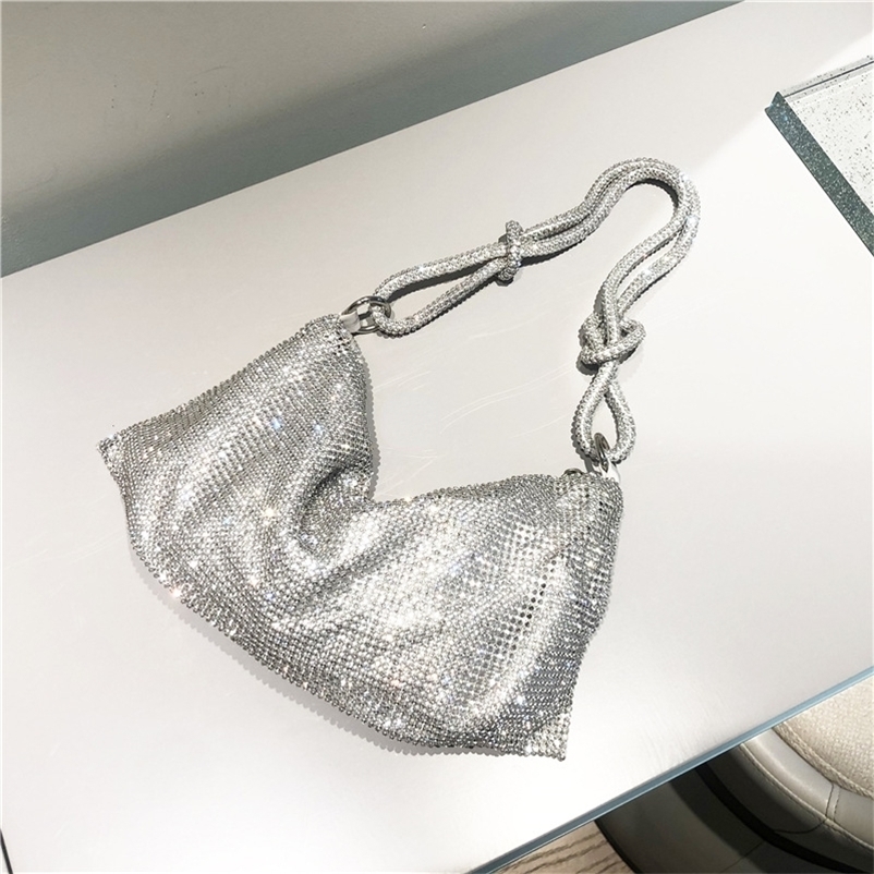 Evening Bags Handle Clutch silver Shiny Crystal Dinner Party Wedding Purses and Handbag Luxury Designer Shoulder 220831