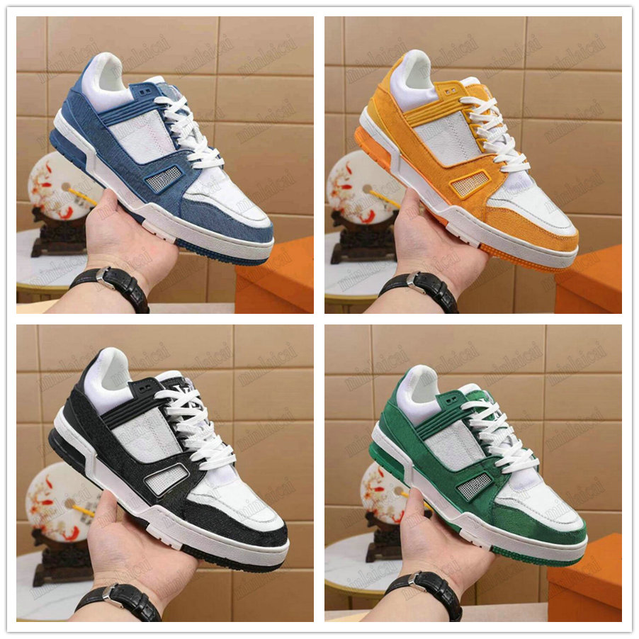 Men's Trainer Sneaker Calfskin Leather Casual Shoes Vintage Basketball Sneakers Platform Designers Monograms Denim White Blue
Men's Trainer Sneaker Calfskin Leather Casual Shoes Vintage Basketball Sneakers Platform Designers Monograms Denim White Blue