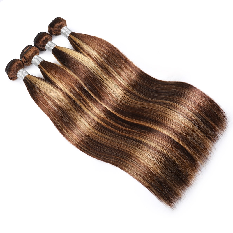 2 Bundles P4/27 Straight Deep Wave Kinky Curly Water Wave Double Wefts Malaysian 100% Human Hair Products 10-32inch Piano Color