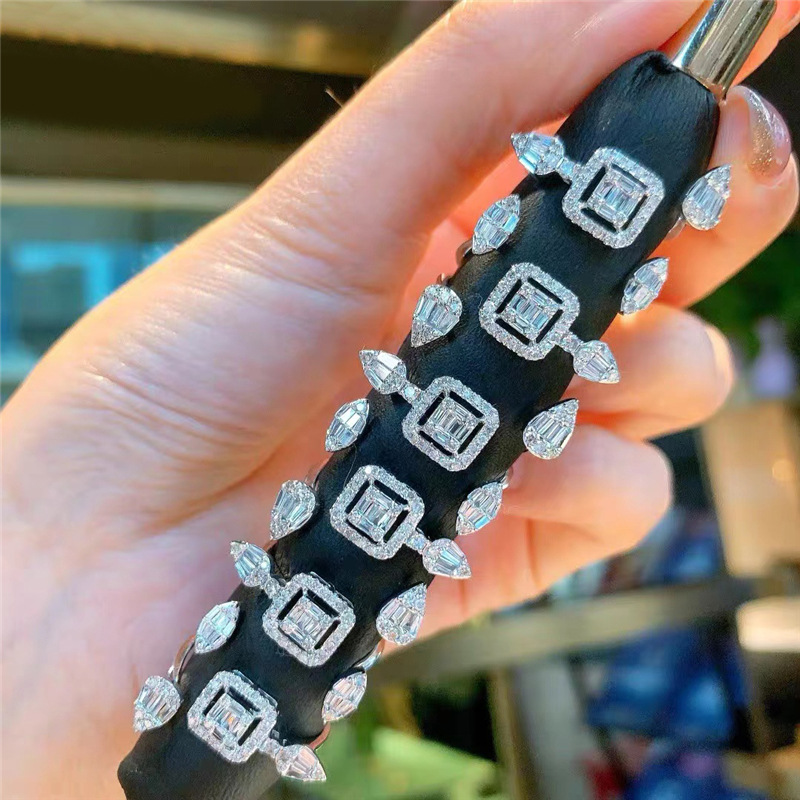 Sterg Sier Adjustable Open Ring with White Topaz CZ, Bohemian Wedding Band for Women