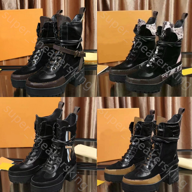 Designer Boots Women Ankle Boots Flamingos Love Arrow Medal Martin Boot Winter Genuine Leather Coarse High Heel Shoes Heeled Booties with Box size 35-42