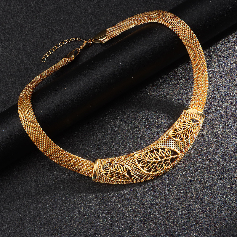 Other Jewelry Sets Dubai Leaf Gold Plated For Women African Bridal Wedding Gifts Party Necklace Earrings Ring Bracelet Set 220831