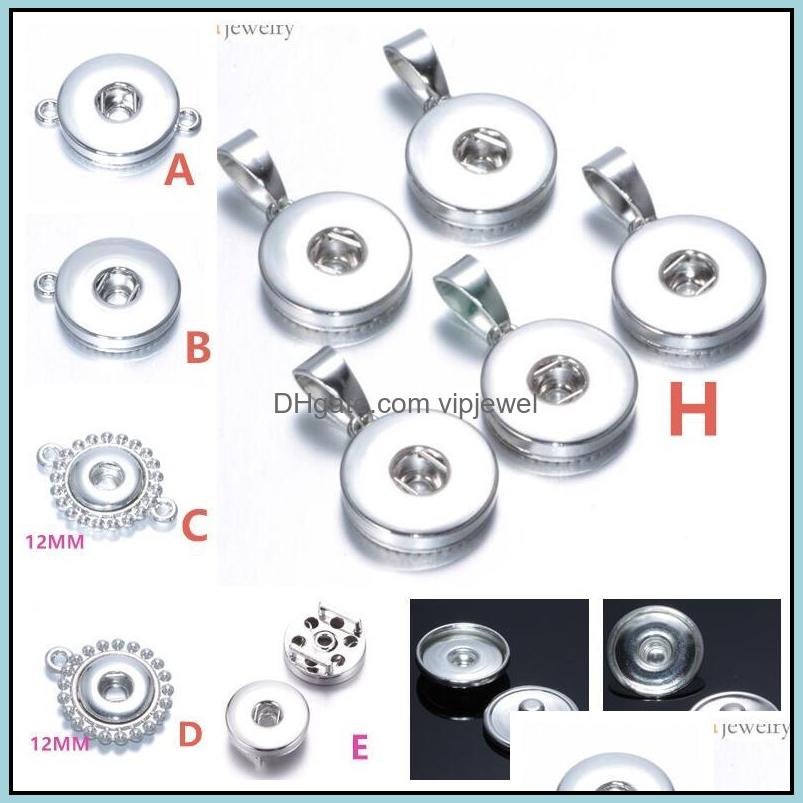 Clasps Hooks Many Styles Metal Alloy 18Mm/12Mm Noosa Ginger Snap Button Base Pendant Jewelry Findings Accessories For Dhseller2010 Dhey1