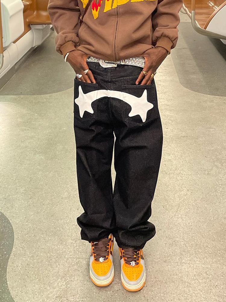 Mens Jeans Baggy Jeans Men Y2K Fashion Designer Black Star Printed Trousers Bottoms Streetwear Casual Low Waist Loose Straight Denim Pants 1P
Mens Jeans Baggy Jeans Men Y2K Fashion Designer Black Star Printed Trousers Bottoms Streetwear Casual Low Waist Loose Straight Denim Pants 1P