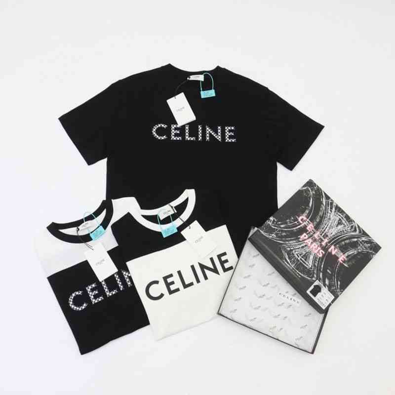 Unisex T shirts celin's High Ins Fashion Brand Simple Color Blocking Stud Lattice Half Sleeve Men's and Women's Casual Short T-shirt classic brand luxury shirts, Black (nail beads)
Unisex T shirts celin's High Ins Fashion Brand Simple Color Blocking Stud Lattice Half Sleeve Men's and Women's Casual Short T-shirt classic brand luxury shirts, Black (nail beads)