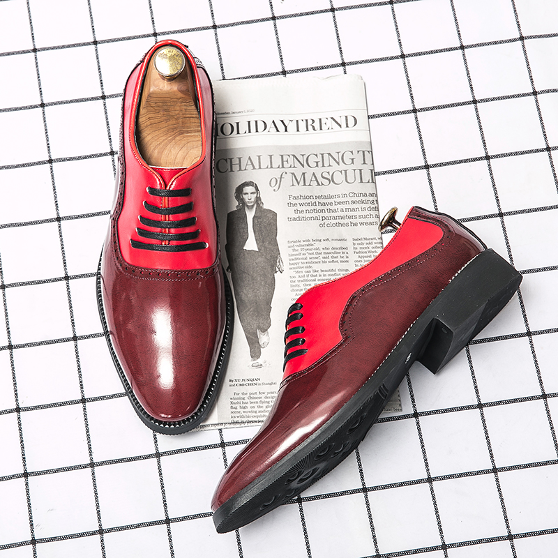 Oxford Shoes Men Shoes Color-blocking PU Two-stage Stitching Straps Fashion Business Casual Party Daily AD061