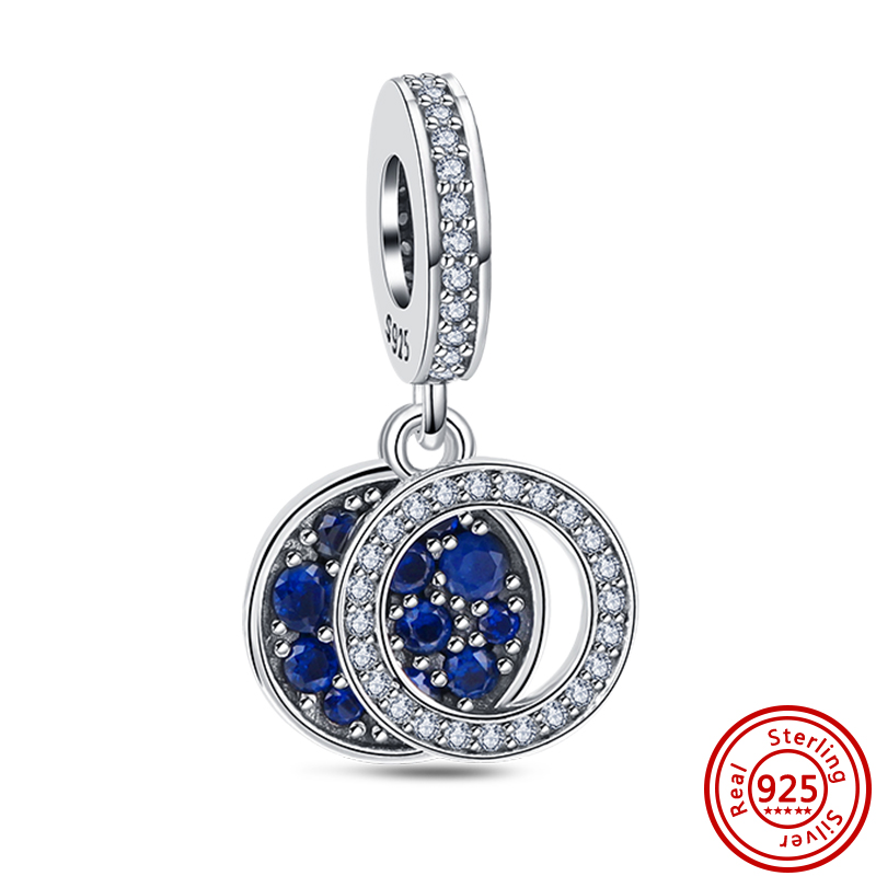 S925 Silver Charm bead fit Charms Bracelet Double Dangle Charm Beads Bracelets Pave Sparkg Heart charmes ciondoli DIY Fine Beads Jewelry