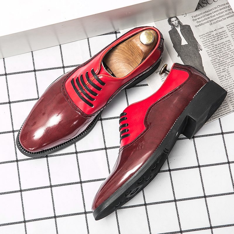 Oxford Shoes Men Shoes Color-blocking PU Two-stage Stitching Straps Fashion Business Casual Party Daily AD061