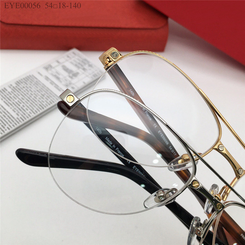 New fashion design optical glasses metal half frame model 00056 simple and versatile style pilot transparent lens can be prescription clear lenses