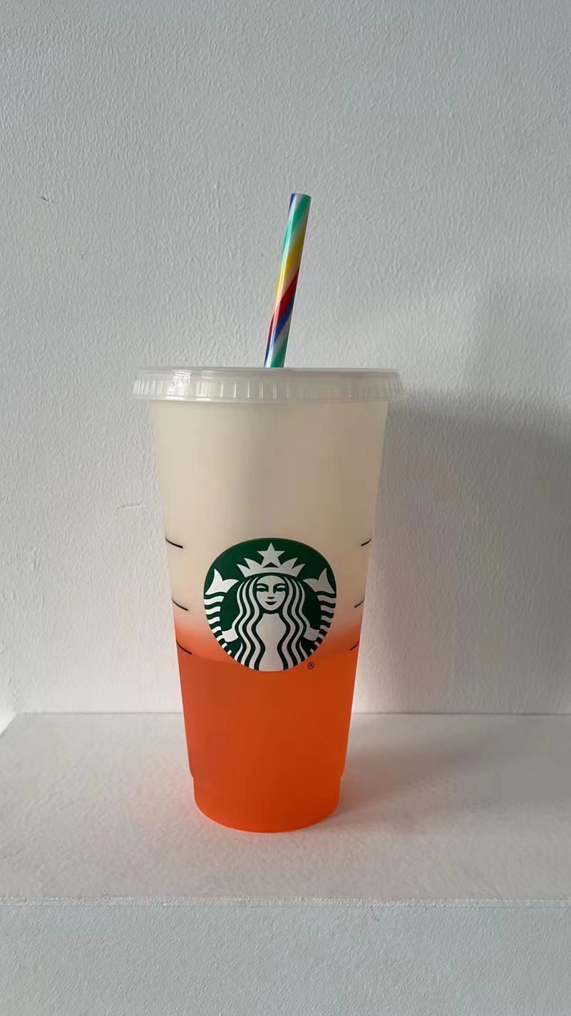 Mermaid Goddess 24oz 710ml Plastic gs Tumbler Reusable Clear Drinking Flat Bottom Pillar Shape Lid Straw Cup Free shipping