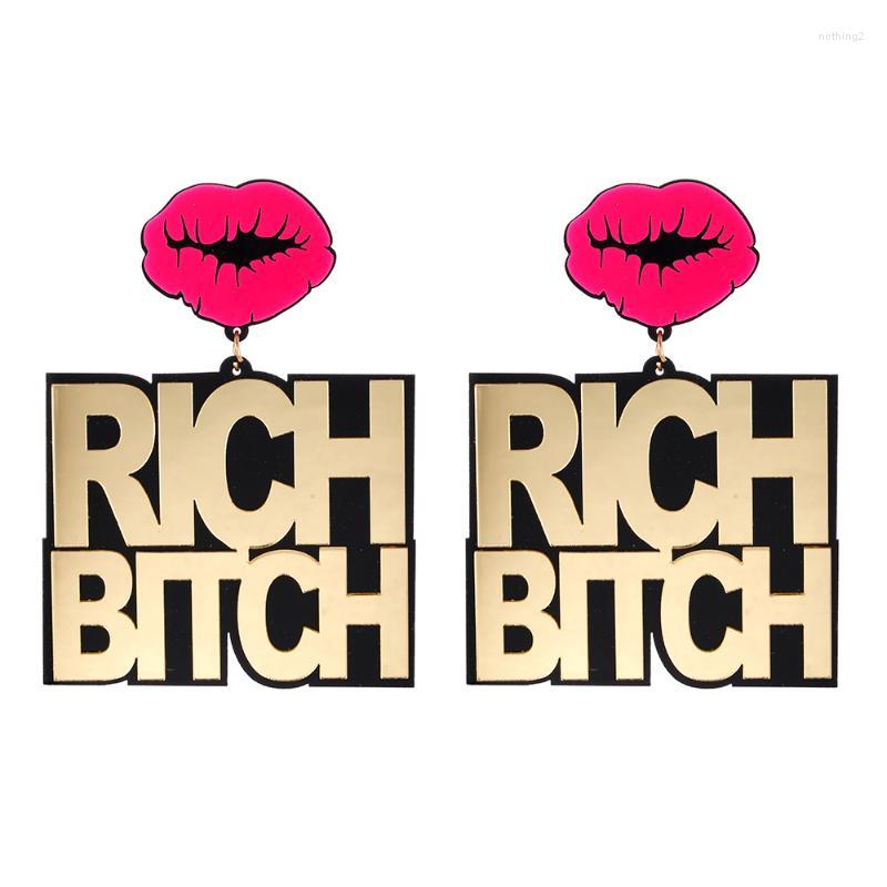 Dangle Earrings FishSheep Acrylic Oversized Gold RICH BITCH Letter Big Pendant For Women HipHop Sexy Red Lip Drop Jewelry Gift
Dangle Earrings FishSheep Acrylic Oversized Gold RICH BITCH Letter Big Pendant For Women HipHop Sexy Red Lip Drop Jewelry Gift