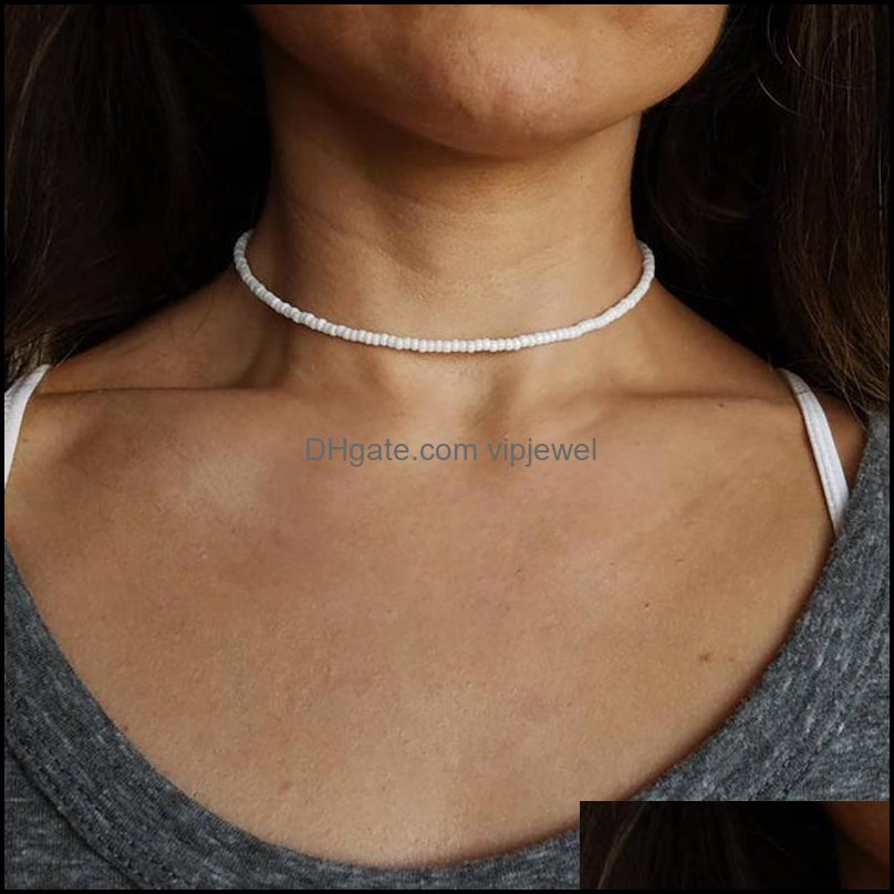 Chokers 12Pcs Boho Glass Seed Beads Choker Necklace Colorf Beaded Rainbown Beach Bead Necklaces For Women Drop Delivery 2021 Jewelry Dhalh