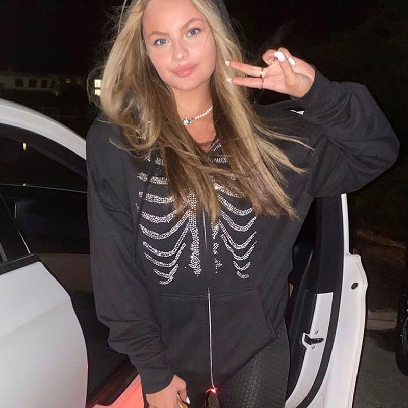 Womens Hoodies Sweatshirts Y2K Clothes Zip Up Hoodies Sweatshirts Sudaderas Summer Women Jacket Grunge Hooded Streetwear for Teen Girls Ropa Mujer 220