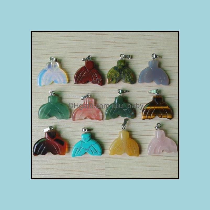 Charms Carved Fish Whale Tail Assorted Natural Stone Charms Crystal Pendants For Necklace Accessories Jewelry Making Drop Delivery 20 Dhylv