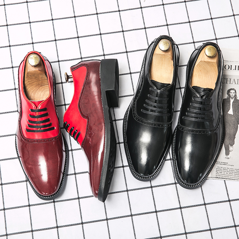 Oxford Shoes Men Shoes Color-blocking PU Two-stage Stitching Straps Fashion Business Casual Party Daily AD061