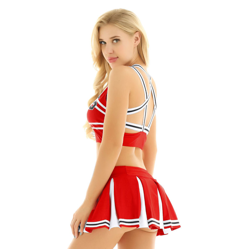 Sexy Set USUK STOCK Women Japanese Schoolgirl Cosplay Uniform Girl Lingerie Gleeing Cheerleader Costume Halloween Femme 220830
