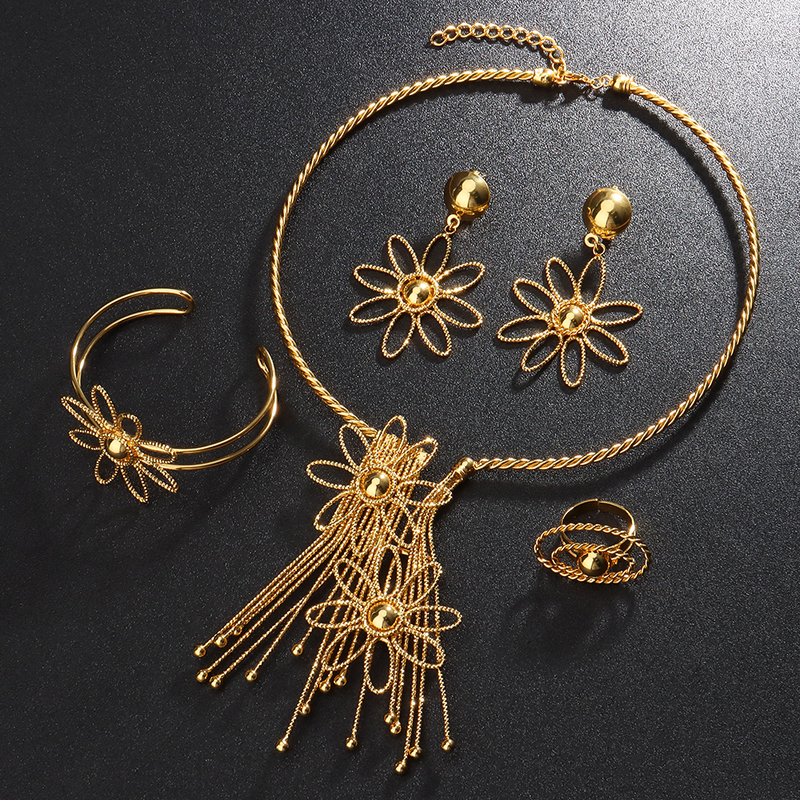 Other Jewelry Sets Fashion Gold Color Dubai For Women African Party Wedding Gifts Necklace Bracelet Earrings Ring Jewellery 220831