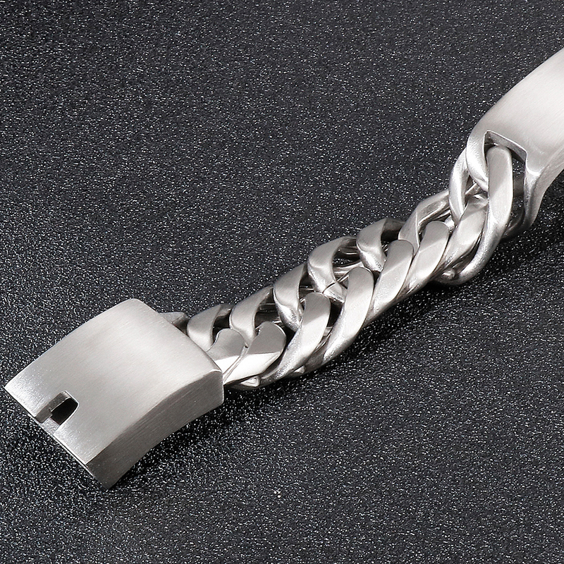 Bangle Massive Engravable ID Bracelet For Men 18MM Brushed Matte Stainless Steel Mens On Hand Chain Bracelets Jewellery Mannen Armband 220831