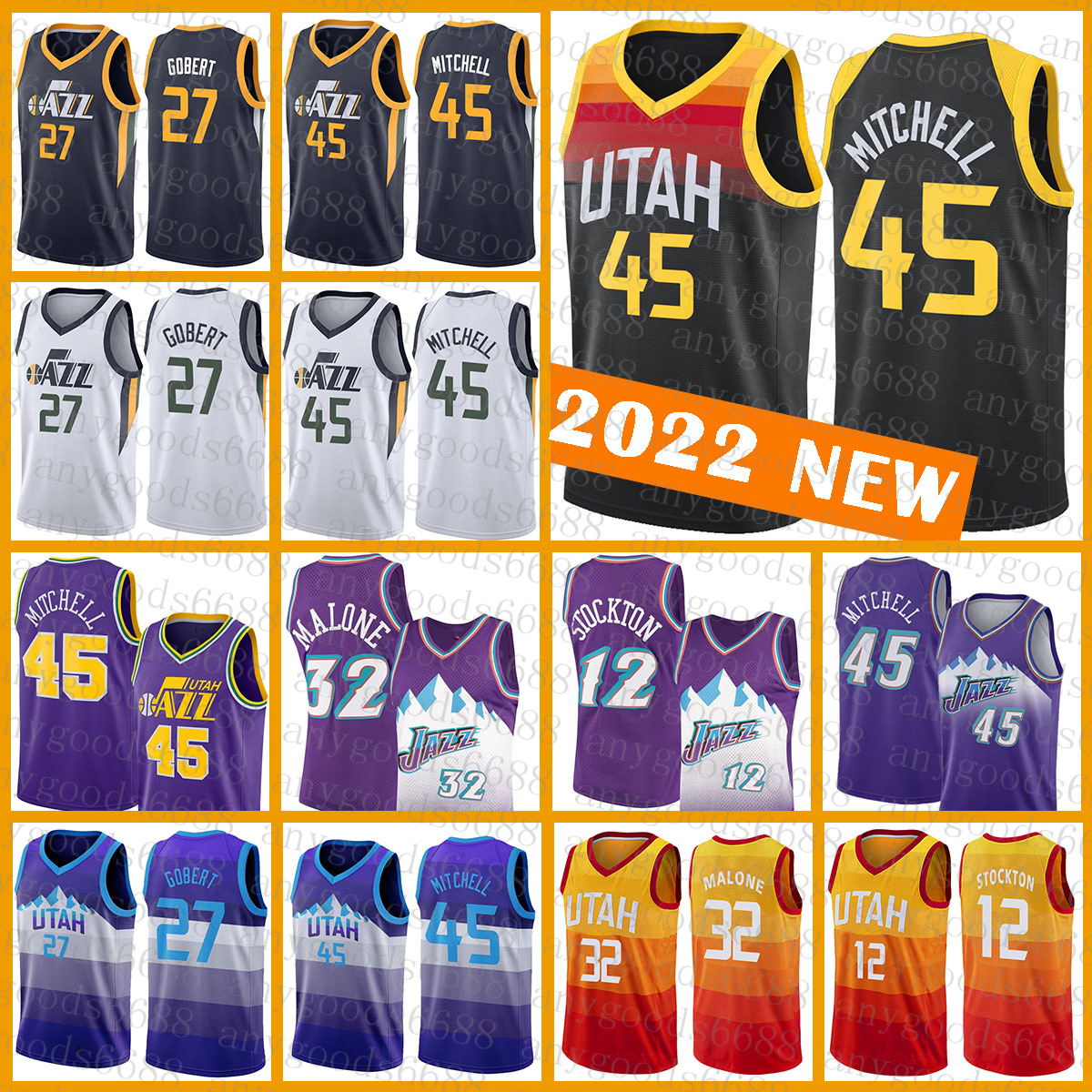 Donovan Mitchell Basketball Jersey Utahs Jazzs 45 27 32 12 Orange Rudy Gobert John Stockton Karl Malone 630
Donovan Mitchell Basketball Jersey Utahs Jazzs 45 27 32 12 Orange Rudy Gobert John Stockton Karl Malone 630