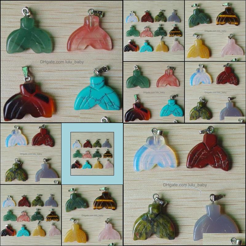 Charms Carved Fish Whale Tail Assorted Natural Stone Charms Crystal Pendants For Necklace Accessories Jewelry Making Drop Delivery 20 Dhylv