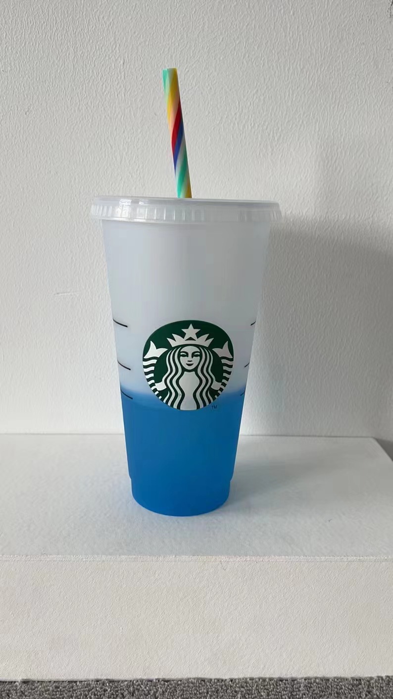 Mermaid Goddess 24oz 710ml Plastic gs Tumbler Reusable Clear Drinking Flat Bottom Pillar Shape Lid Straw Cup Free shipping