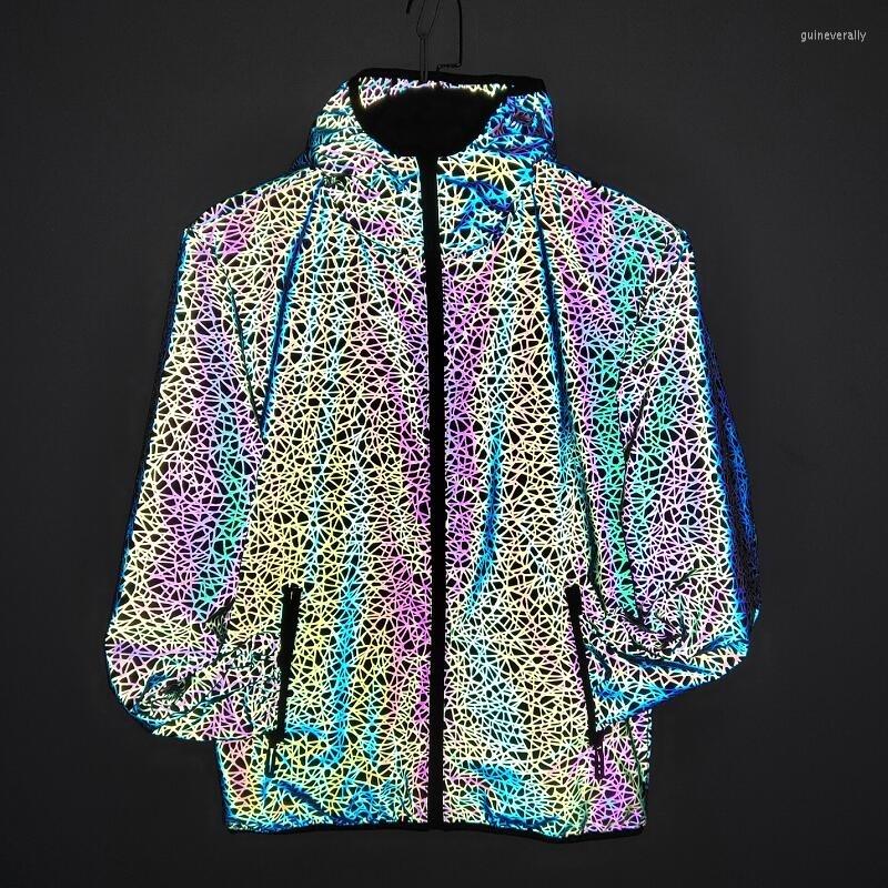 Men's Jackets Personality Coloful Reflective Men Coat Harajuku Hooded Striped Night Light Autumn Winter Coats Hip Hop Outwear Jacket, Reflective color
Men's Jackets Personality Coloful Reflective Men Coat Harajuku Hooded Striped Night Light Autumn Winter Coats Hip Hop Outwear Jacket, Reflective color