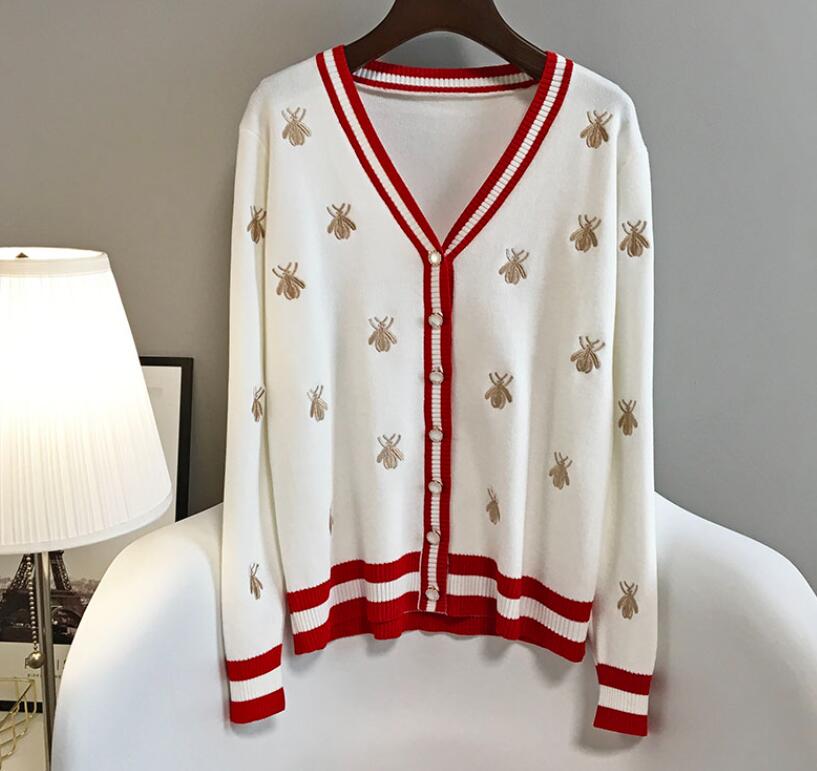 Women's Sweaters Designer Bee Embroidery Cardigan V-Neck Long Sleeve Single Breasted Knitted New Tops, 07
Women's Sweaters Designer Bee Embroidery Cardigan V-Neck Long Sleeve Single Breasted Knitted New Tops, 07