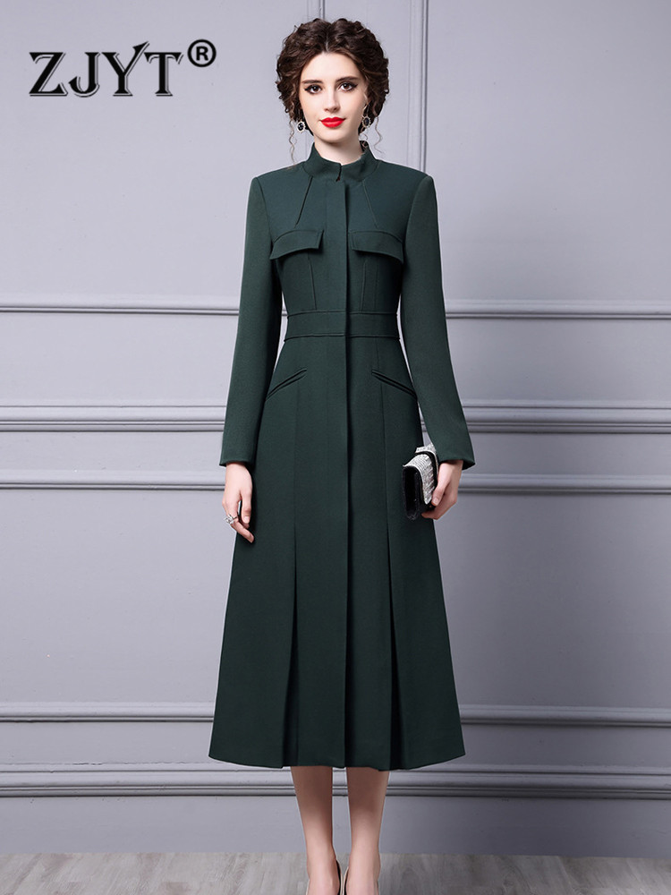 Fashion Runway Autumn Winter Trench Coat for Women Elegant Stand Collar Long Overcoat Vintage Brief Windbreaker Outerwear, Green
Fashion Runway Autumn Winter Trench Coat for Women Elegant Stand Collar Long Overcoat Vintage Brief Windbreaker Outerwear, Green