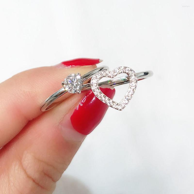 Wedding Rings Engagement Ring For Women 2pcs Silver Heart Set Adjustable Band Bague Femme Anillo 2022 Trendy Jewelry Accesories
Wedding Rings Engagement Ring For Women 2pcs Silver Heart Set Adjustable Band Bague Femme Anillo 2022 Trendy Jewelry Accesories