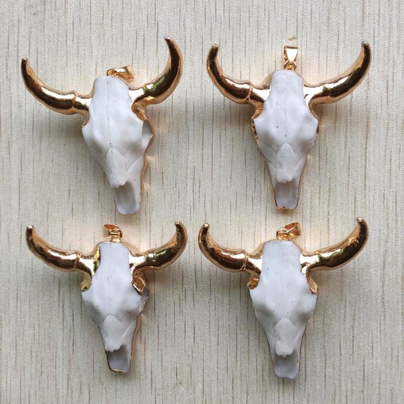 Pendant Necklaces Fashion White Natural Stone Powder Bull Head Shape Pendants For Diy Jewelry Making 4pcs/lot Wholesale 
Pendant Necklaces Fashion White Natural Stone Powder Bull Head Shape Pendants For Diy Jewelry Making 4pcs/lot Wholesale