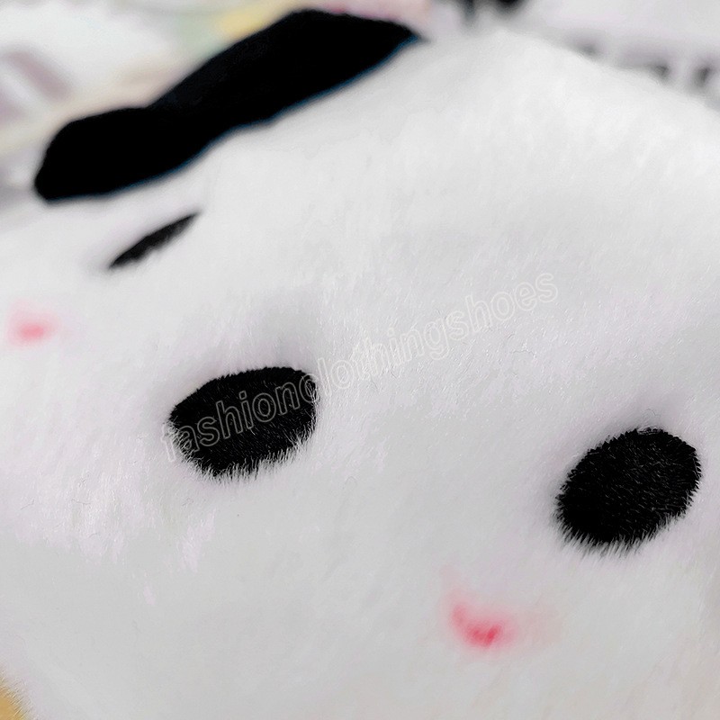 Cartoon Cute Dog Face Coin Purse Case Mini Children Coin Bags Soft Plush Black And White Puppy Purses With Zipper