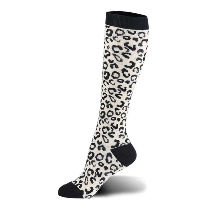 Men Compression Socks Women Cotton Knee Sock Running Athletic Circulation Recovery Travel Stockings Stretchy M L Various Fashion Patterns Leopard Prin