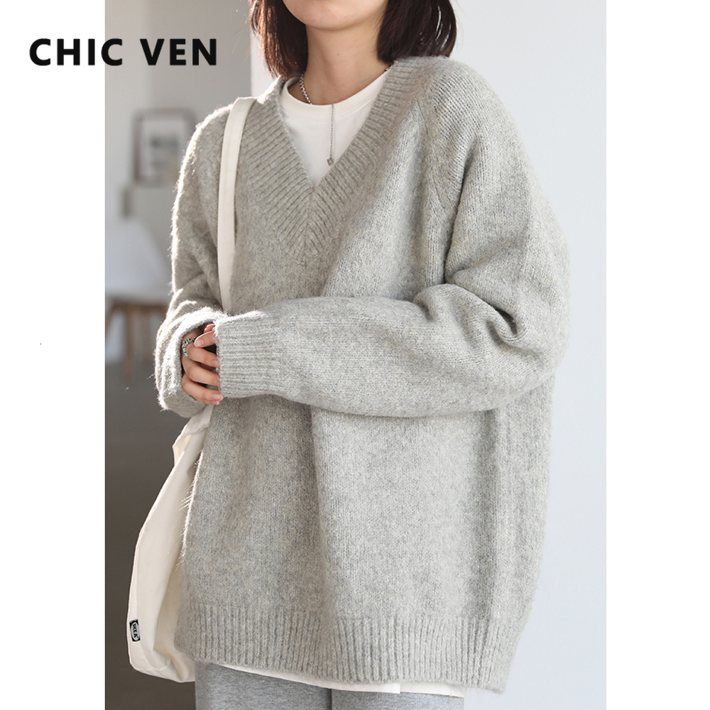 Women's Sweaters CHIC VEN Sweater Knitted Solid V Neck Casual Female Loose Long Sleeve Pullovers Tops Lady Coat Autumn Winter 221201, Blue
Women's Sweaters CHIC VEN Sweater Knitted Solid V Neck Casual Female Loose Long Sleeve Pullovers Tops Lady Coat Autumn Winter 221201, Blue
