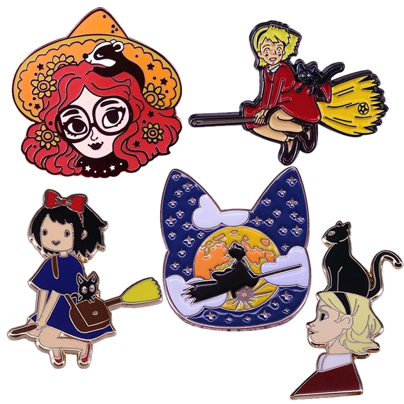 Classic Anime Black Jiji Cat and Kiki Enamel Brooch Pins Metal Badges Lapel Pin Brooches Jackets Fashion Jewelry Accessories, Color #1
Classic Anime Black Jiji Cat and Kiki Enamel Brooch Pins Metal Badges Lapel Pin Brooches Jackets Fashion Jewelry Accessories, Color #1