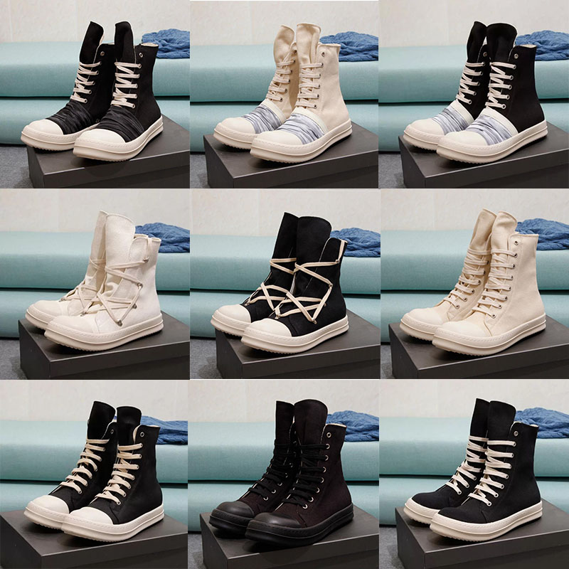 Designer Rick Owen Boots Canvas Shoes Platform Boot Men Women Shoe Black White Lace Up Booties with box
Designer Rick Owen Boots Canvas Shoes Platform Boot Men Women Shoe Black White Lace Up Booties with box