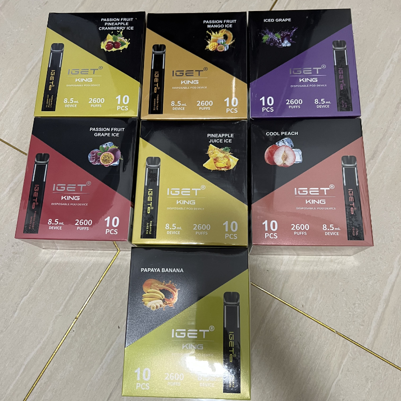 Authentic Iget King 2600 puffs Original Disposable Vape Electronic Cigarette 8.5ml pod 6 % 25colors Vapes Pen VS Igets Bar Mega Legend
Authentic Iget King 2600 puffs Original Disposable Vape Electronic Cigarette 8.5ml pod 6 % 25colors Vapes Pen VS Igets Bar Mega Legend