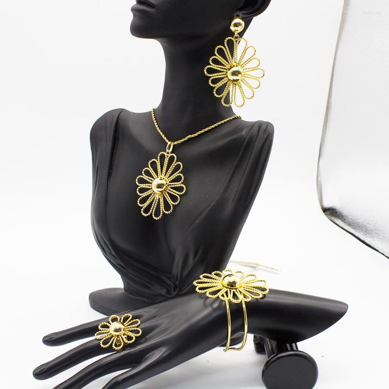 Necklace Earrings Set Dubai African 24k Gold Plated Luxury Quality Pendant Bangle Ring Jewelry For Women Wedding Party Daily Use, Picture shown
Necklace Earrings Set Dubai African 24k Gold Plated Luxury Quality Pendant Bangle Ring Jewelry For Women Wedding Party Daily Use, Picture shown