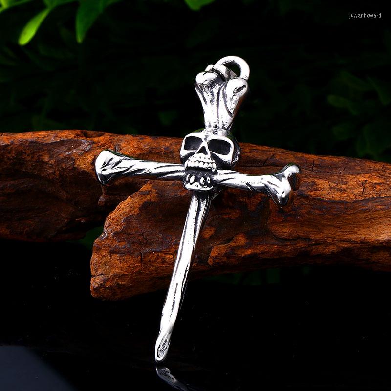 Pendant Necklaces Men's Titanium Steel Religion Cross Skull Bone Silver Black Punk Gothic Motorbike Charm For Boyfriend Male
Pendant Necklaces Men's Titanium Steel Religion Cross Skull Bone Silver Black Punk Gothic Motorbike Charm For Boyfriend Male