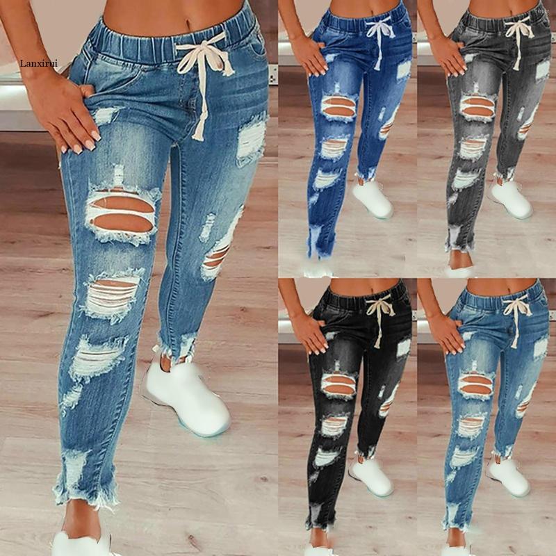 Women' Jeans Women' Broken Holes Denim Drawstring Ripped Pencil Pants Full Length Vaqueros
Women' Jeans Women' Broken Holes Denim Drawstring Ripped Pencil Pants Full Length Vaqueros