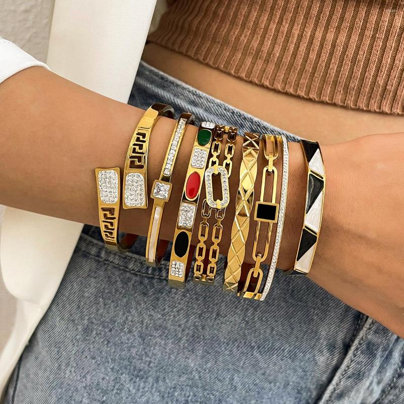 Bangle Flashbuy Trendy Chic Multicolor Enamel Stainless Steel Bracelets For Women Charm Texture Gold Color Accessories Gift
Bangle Flashbuy Trendy Chic Multicolor Enamel Stainless Steel Bracelets For Women Charm Texture Gold Color Accessories Gift