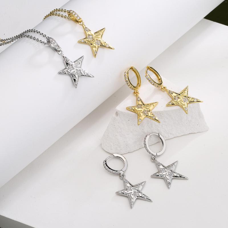 Necklace Earrings Set HECHENG Shiny Rhinestone Five-pointed Star Creative For Women Girls 18K Gold Plated Chain Jewelry Gifts, Picture shown
Necklace Earrings Set HECHENG Shiny Rhinestone Five-pointed Star Creative For Women Girls 18K Gold Plated Chain Jewelry Gifts, Picture shown