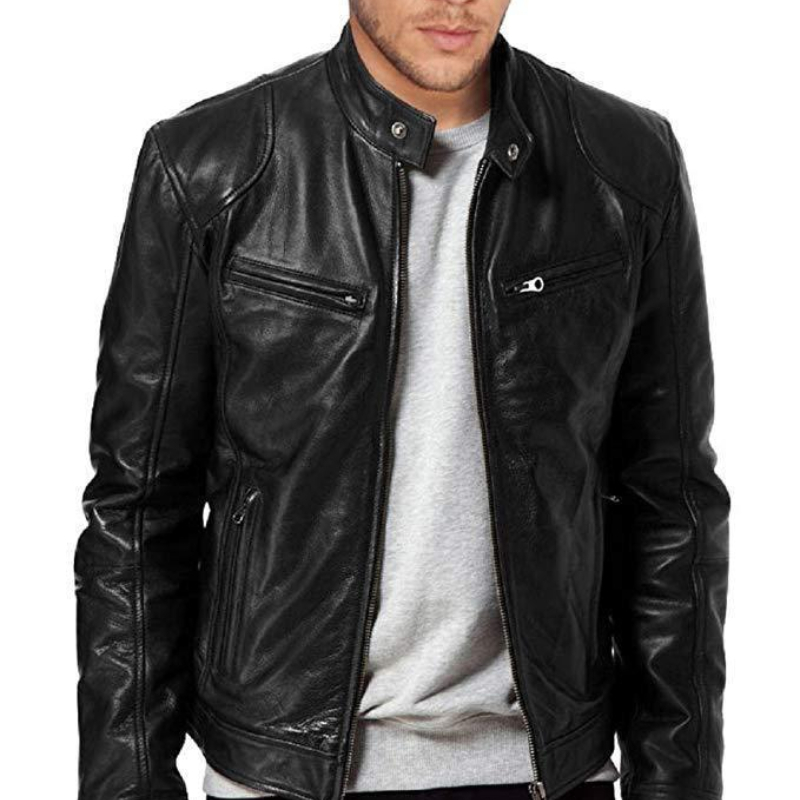 Men' Leather Faux Large Zippered Cardigan Pocket Stand Collar Slim Jacket 221201, Khaki
Men' Leather Faux Large Zippered Cardigan Pocket Stand Collar Slim Jacket 221201, Khaki
