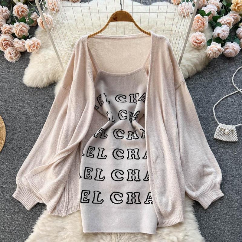 Work Dresses Sexy Club Long Sleeve Knit Cardigan Jacket Letters Printed Sling Dress Two Piece Sets Women' Outfits Casual Black Set, Apricot
Work Dresses Sexy Club Long Sleeve Knit Cardigan Jacket Letters Printed Sling Dress Two Piece Sets Women' Outfits Casual Black Set, Apricot