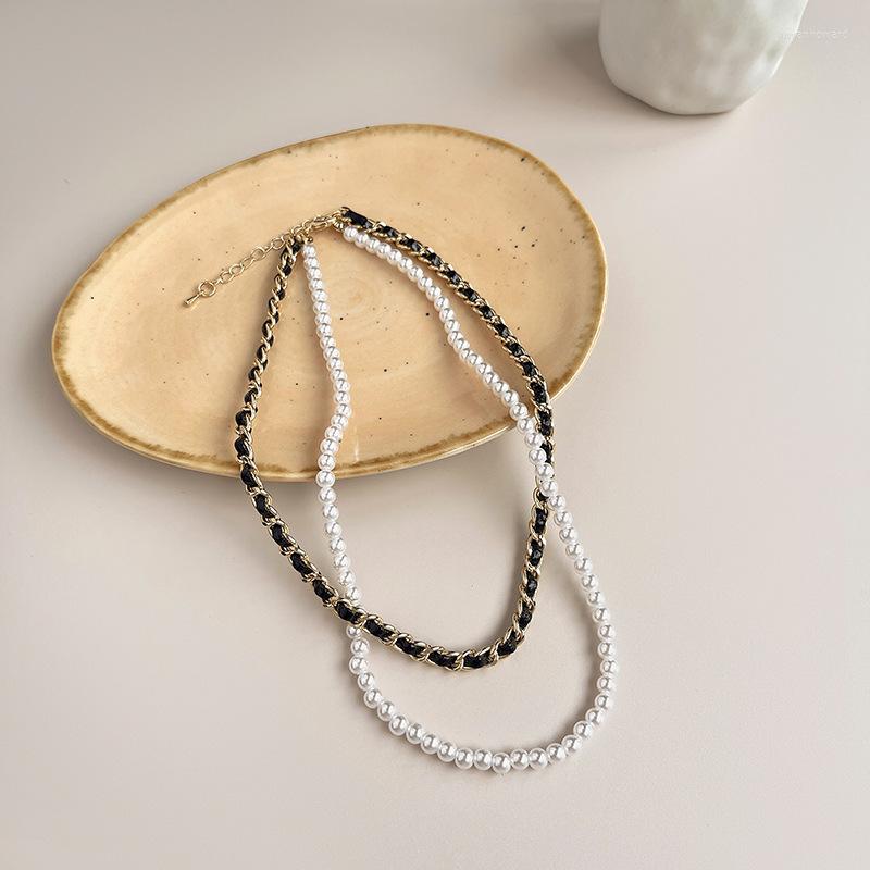 Chains Elegant Real Pearl Necklace Women Leather Woven Clavicle Chain Stacked Choker Black Quality Brand Jewelry Party Gift Female Z541
Chains Elegant Real Pearl Necklace Women Leather Woven Clavicle Chain Stacked Choker Black Quality Brand Jewelry Party Gift Female Z541